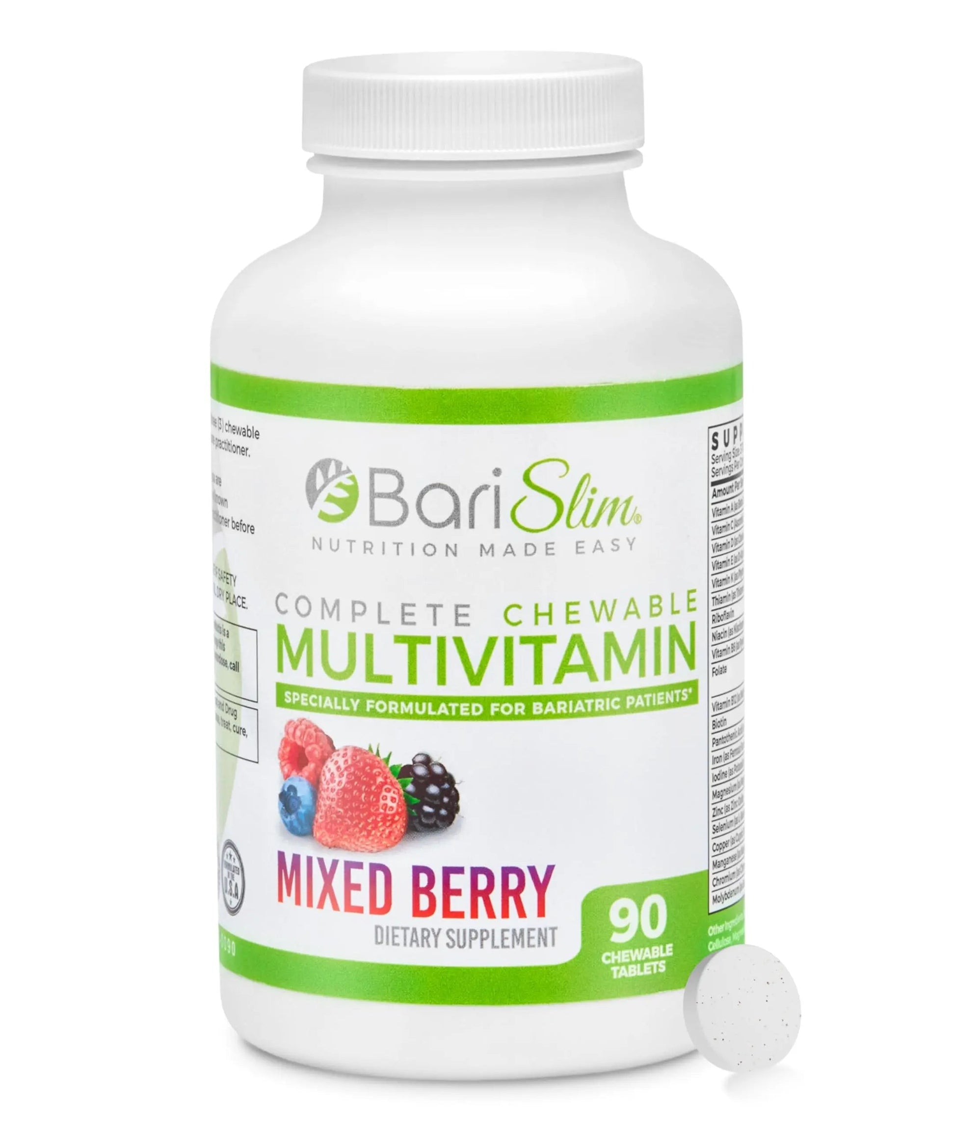 BariSlim Complete Chewable Bariatric Multivitamin Tablets - 45 mg Iron - Bariatric Vitamin & Supplement for Post Bariatric Surgery Including Gastric Bypass BariSlim
