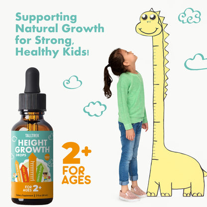 TallTrek Height Growth Supplement Drops for Kids - Teens Bone Growth Height Increase and Maximizer Immune Health Drops with Vitamins D3 K2 Zinc & Calcium - Gluten Free Vegan Pineapple Flavor TallTrekBuy Supplements Australia