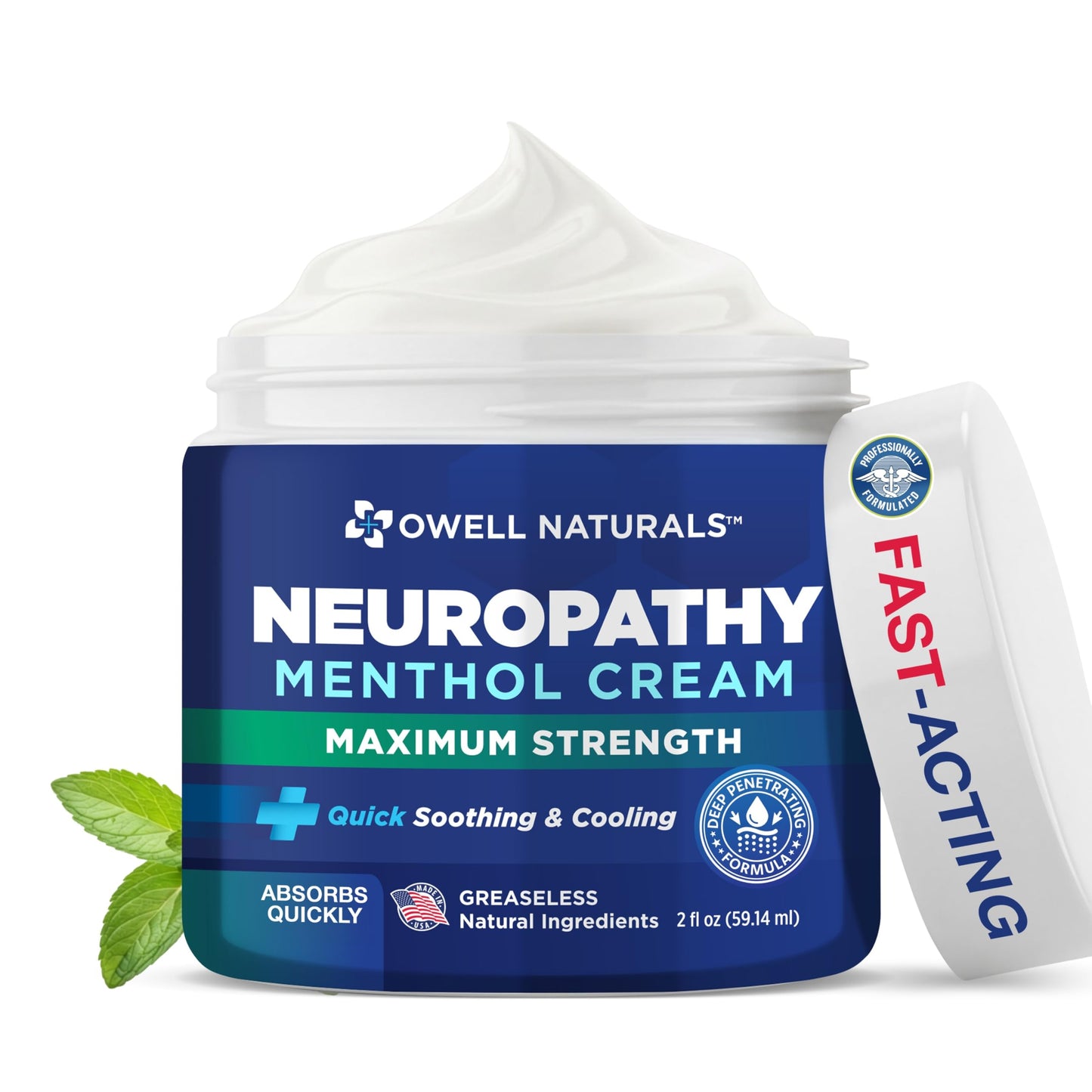 Owell Naturals Neuropathy Cream Extra Strength – Fast Absorbing Cooling for Leg, Feet & Hands – Advanced Soothing Formula with Aloe Vera, Arnica, MSM & Vitamin B6 – Made in USA, 2 fl oz Owell NaturalsBuy Supplements Australia