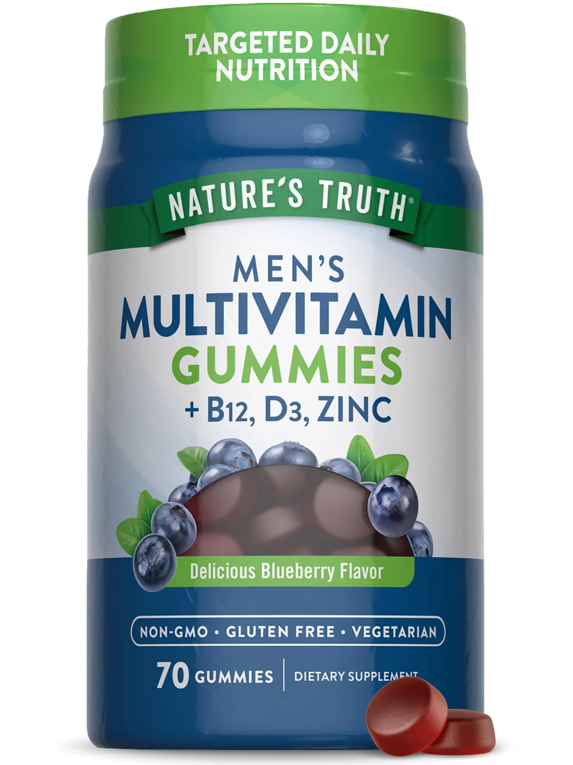 Nature's Truth Multivitamin for Men Gummies | 70 Count | Blueberry Flavor | with B12, D3 & Zinc | Nature's Truth