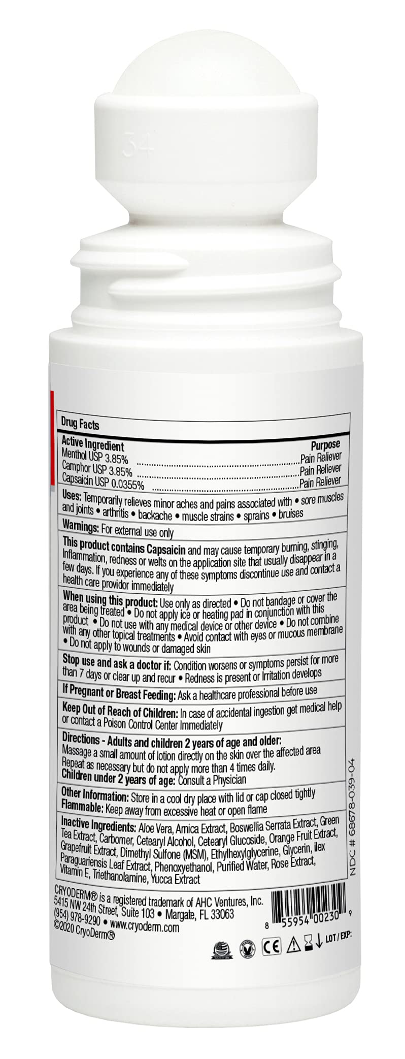 Pkg of 3 CryoDerm Heat Roll-On CryoDermBuy Supplements Australia