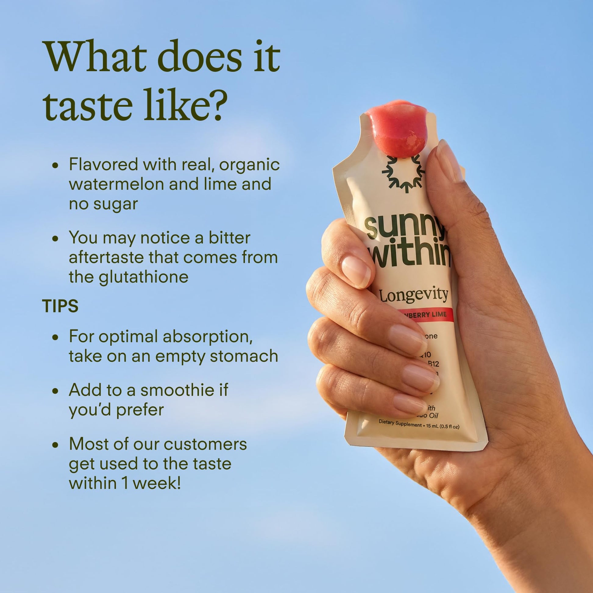 Sunny Within - Liposomal Glutathione Supplement NAD+ Longevity Mix w/Liquid NAD+, CoQ10, B12, MCT & Avocado Oil – Cellular Health, Energy, Brain, Gut & Heart Support* – Strawberry Lime – 30 Pouches Sunny WithinBuy Supplements Australia