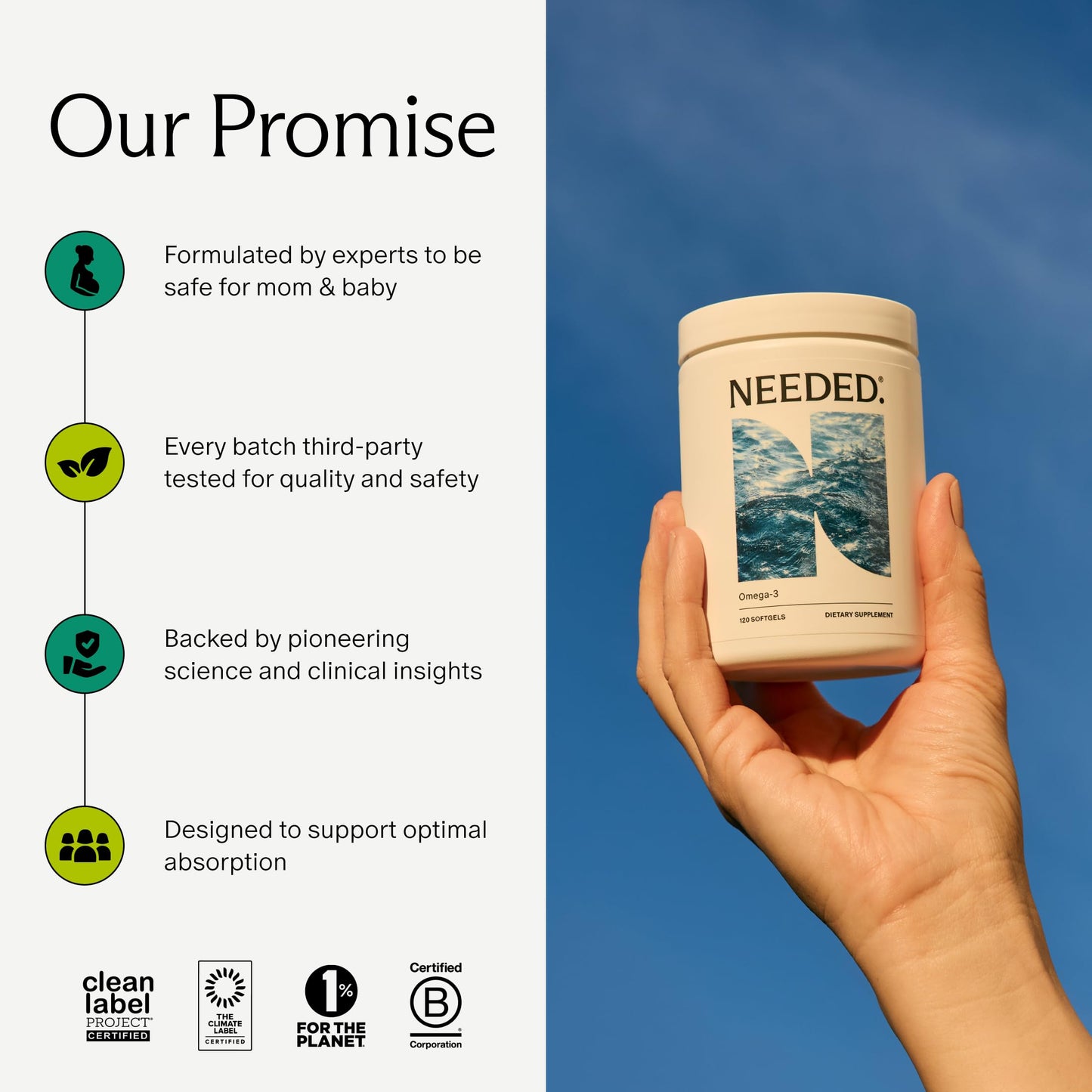 Needed. Prenatal Omega-3 - High Potency Dose of Sustainably Sourced Fish Oil, 1000mg DHA, 1000mg EPA, Encased in a Gelatin-Free, Plant-Based Softgel Shell Needed.Buy Supplements Australia