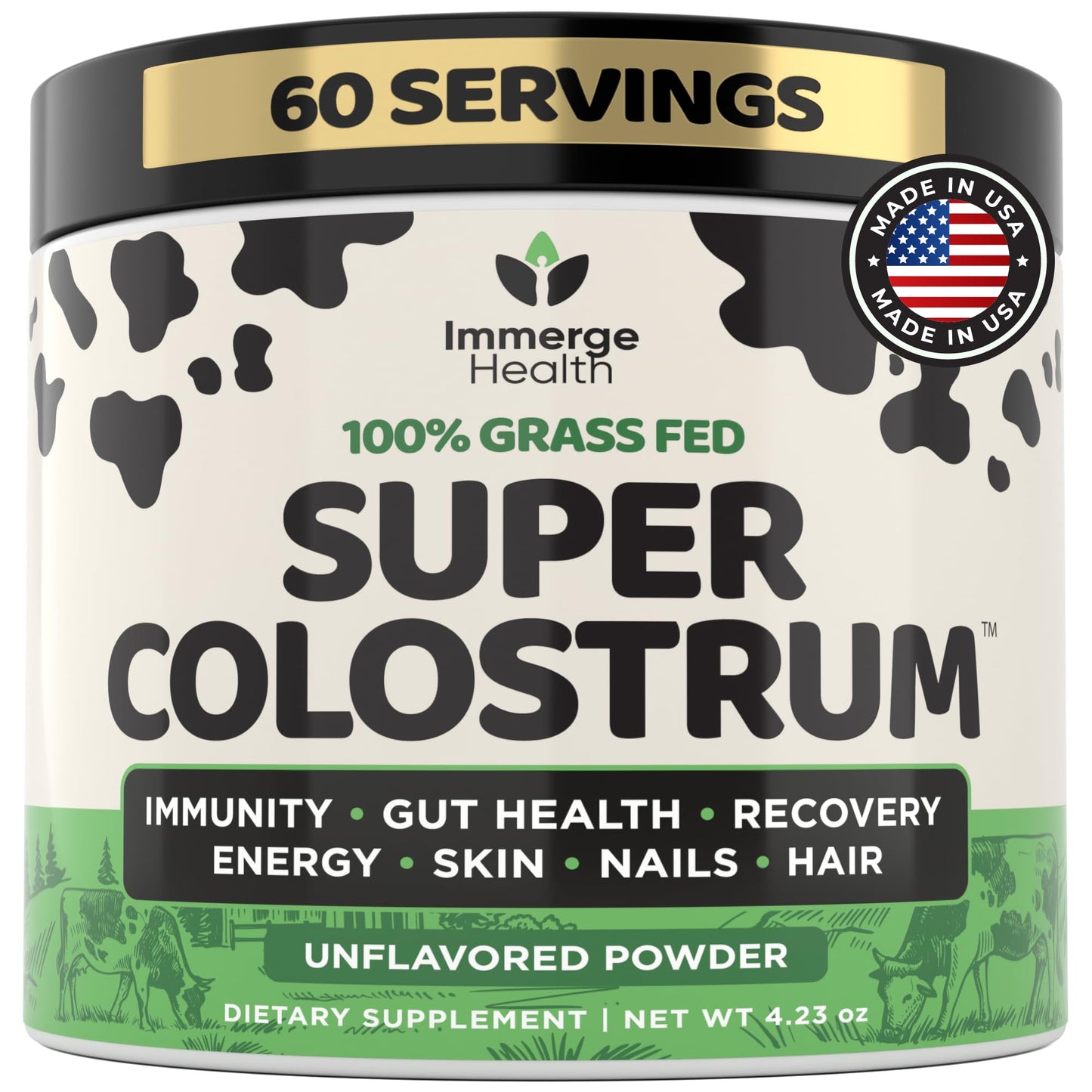 Immerge Health Super Colostrum Powder (60 Servings) – Premium Bovine Colostrum Supplement for Gut Health, Bloating & Immune Support – High IgG, 100% Grass Fed First Milking, Unflavored, Made in USA ImmergeHealth.comBuy Supplements Australia