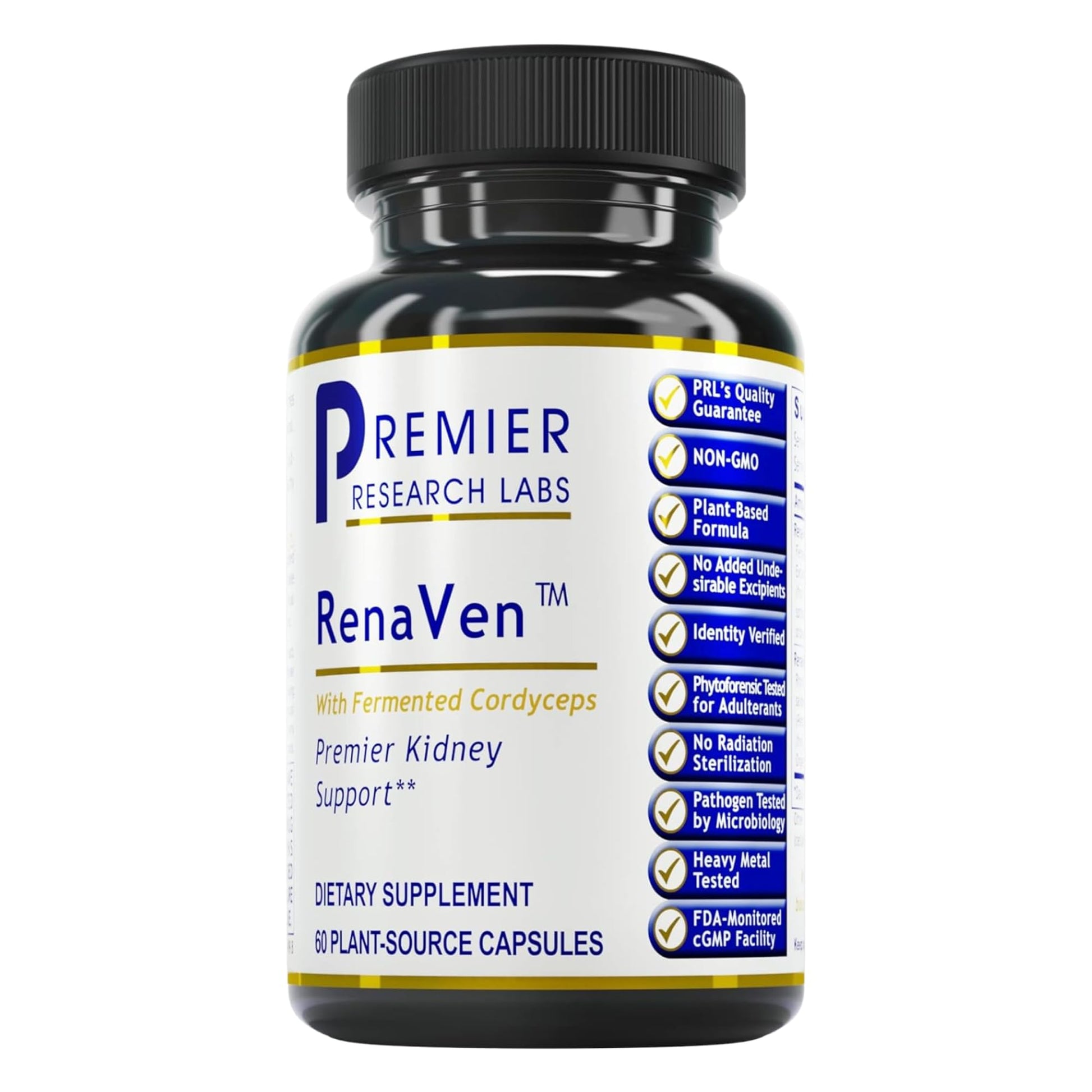 Premier Research Labs RenaVen - Premier Kidney Support for Kidney Cleanse Detox and Repair | Improve Kidney Function and Urinary Support with Fermented Cordyceps - 60 Plant-Source Capsules Premier Research LabsBuy Supplements Australia