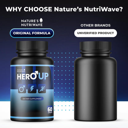 HeroUP - Natural Wellness Supplement with Plant-Based Ingredients – Non-GMO, Stimulant-Free | Made in the USA, GMP-Certified | 60 Capsules, 6 Month Suppy Nature’s NutriWaveBuy Supplements Australia