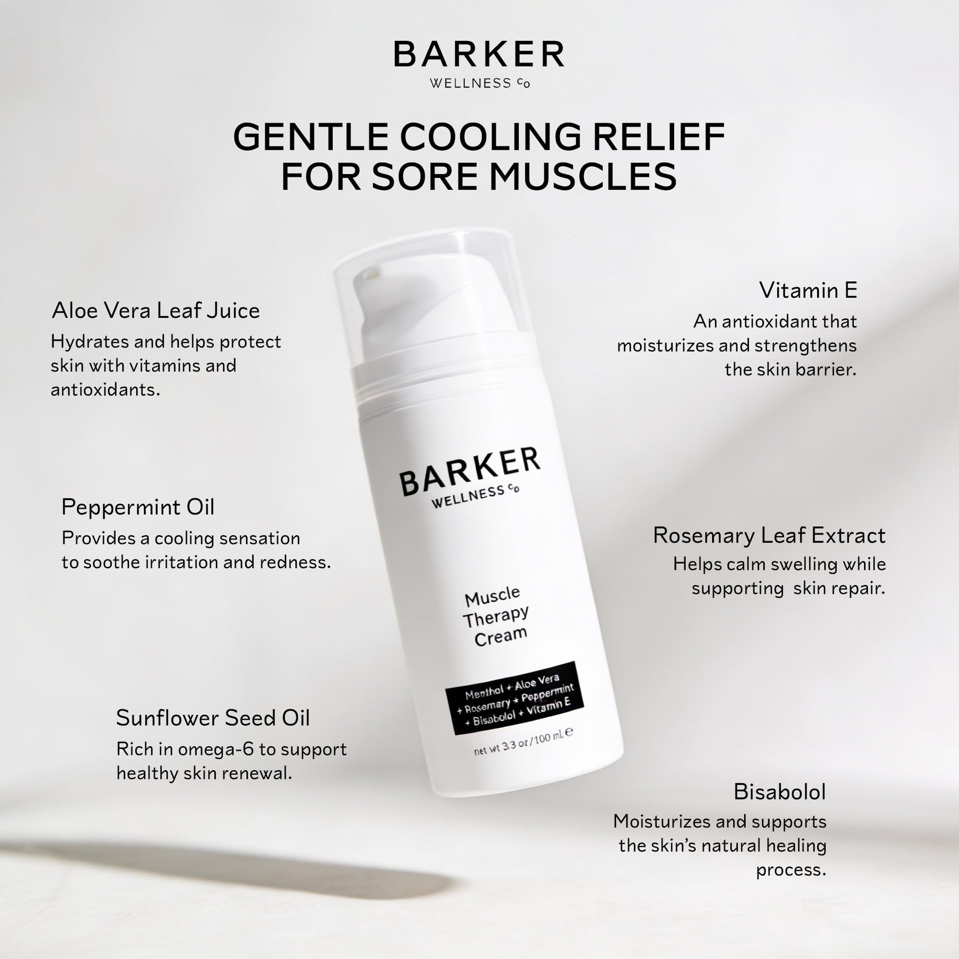 Barker Wellness Soothing Muscle Therapy Cream | Advanced Joint & Muscle Relief for Recovery & Relaxation | Enriched with Antioxidants & Moisturizing Vitamin E | All-Natural Vegan Formula (100ml) Barker Wellness CoBuy Supplements Australia
