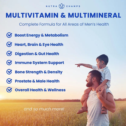 NutraChamps Multivitamin for Men, 240 Count, Vitamins A, B, C, D, E, Biotin, Zinc, Mens Gummy Multivitamins Supplement NutraChampsBuy Supplements Australia