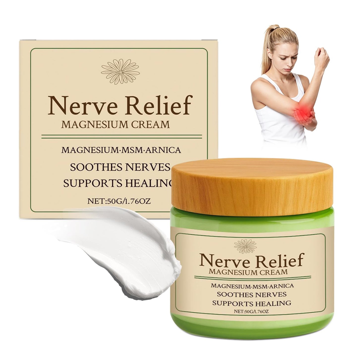 Vincofoo Nerve Relief Magnesium Cream with MSM & Arnica, Soothes Nerves & Daily Soothing Support VincofooBuy Supplements Australia