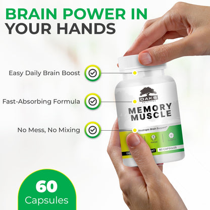 Memory Muscle – Advanced Nootropic Brain Supplement with Vitamin B12, Bacopa Monnieri & DMAE for Focus, Memory, Mental Clarity & Clean Energy – Premium Cognitive Support Formula Oaks NutritionBuy Supplements Australia