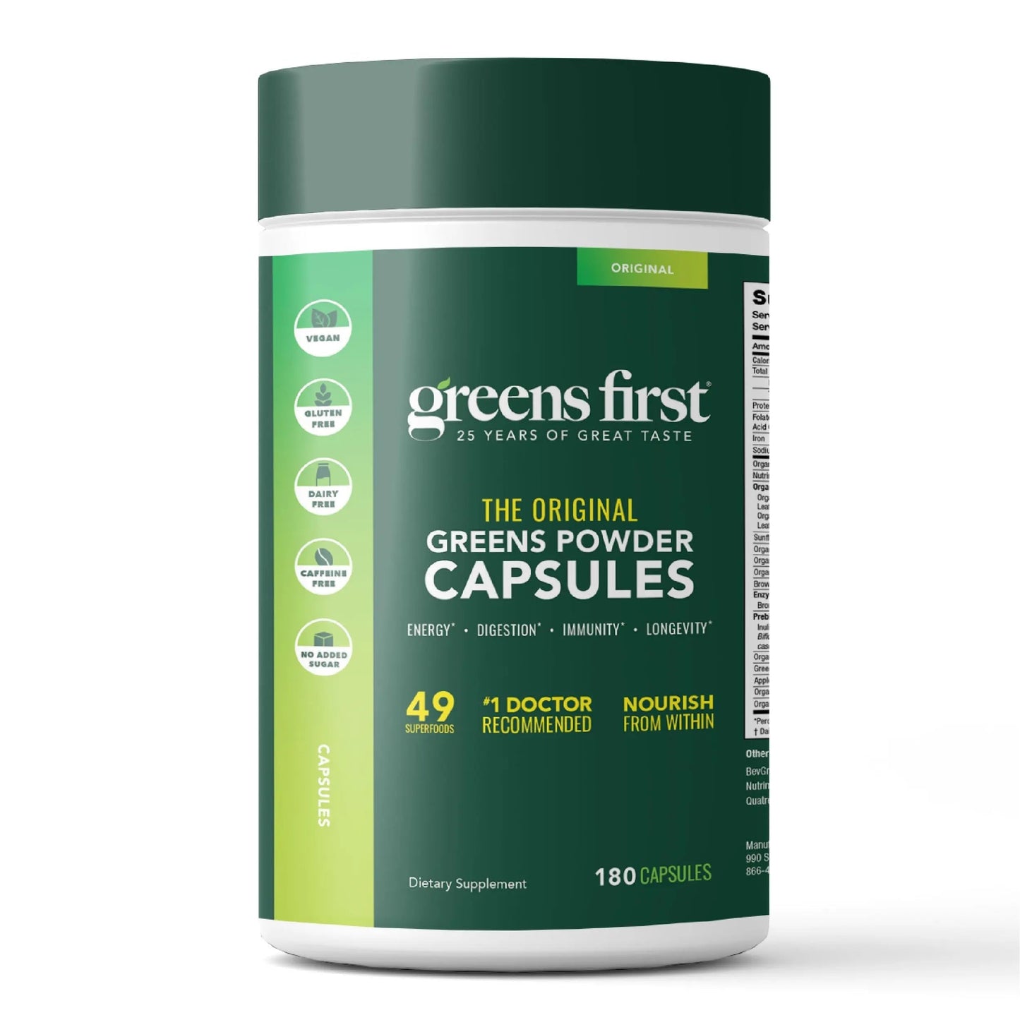 Greens First Phytonutrient Capsules - 49 Antioxidant-Rich Superfoods with Organic Fruits & Veggies, Prebiotics, Probiotics Greens FirstBuy Supplements Australia