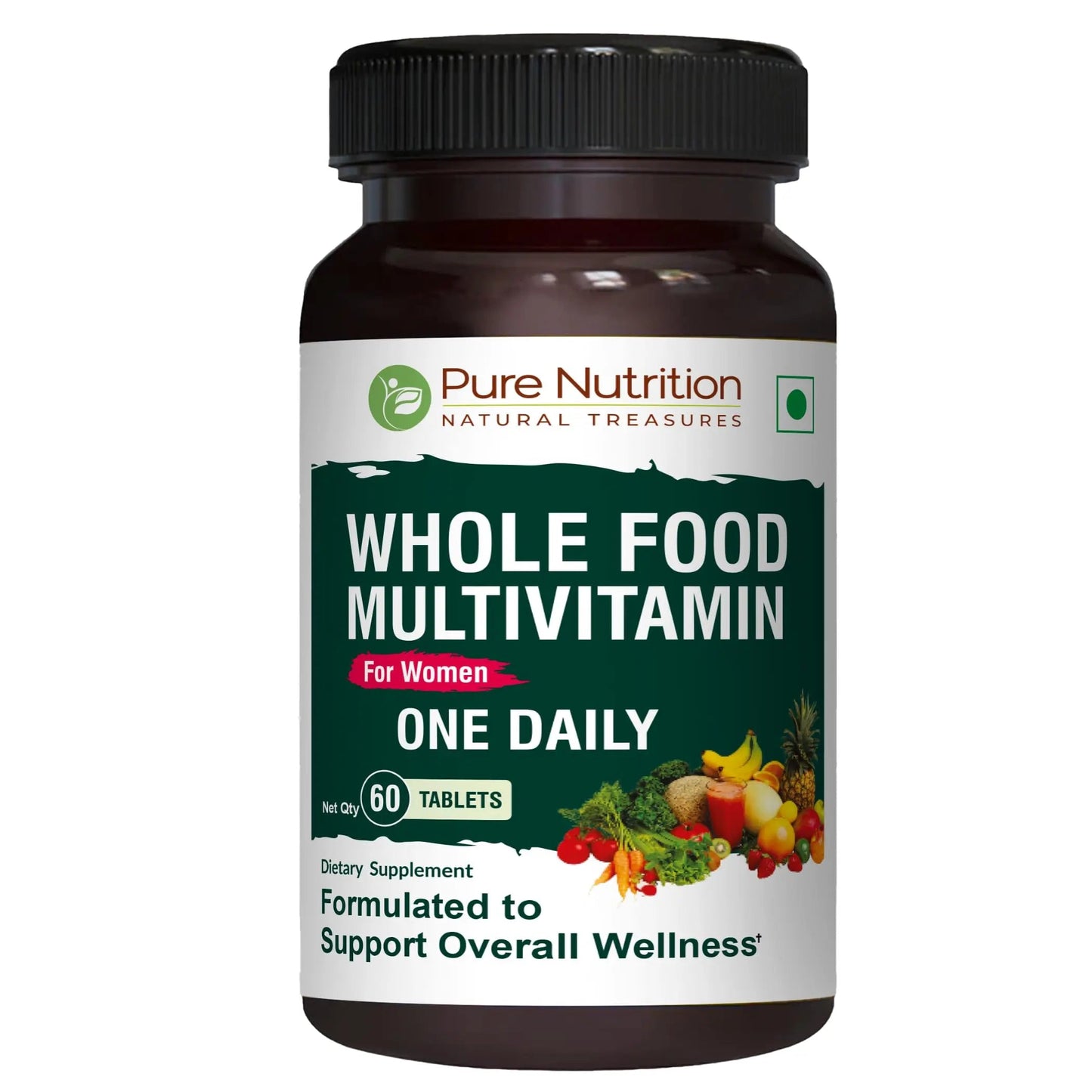 Pure Nutrition Whole Food Multivitamin for Women | 60 Tabs | One-A-Day | 100% RDA | 24 Natural Vitamins and Minerals | PURE NUTRITION NATURAL TREASURES
