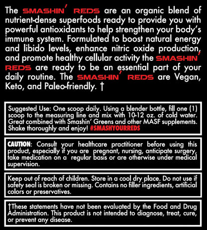 MASF Smashin' Reds Organic Superfood Supplements - 15 Servings - NSF Sport, Super Reds for Digestive Health, Energy, Endurance, Beet Root, Maca, Turmeric, Ginger, Acai, Nitric Oxide Production MASFBuy Supplements Australia