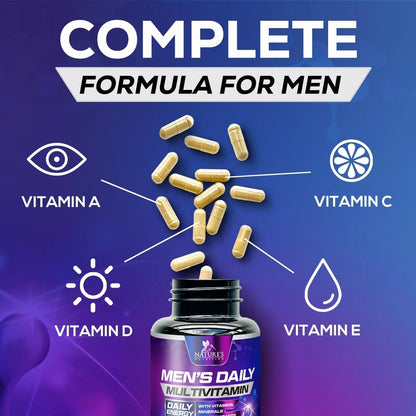 Multivitamin for Men - Advanced Supplement with Full-Spectrum Formula, Essential Vitamins A, C, D, E, & Zinc - High Potency B Vitamins Multi Nature's NutritionBuy Supplements Australia