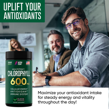 Chlorophyll Capsules 600 mg - Natural Chlorophyll Pills for Women & Men - Highly BioAvailable Alpha FlowBuy Supplements Australia