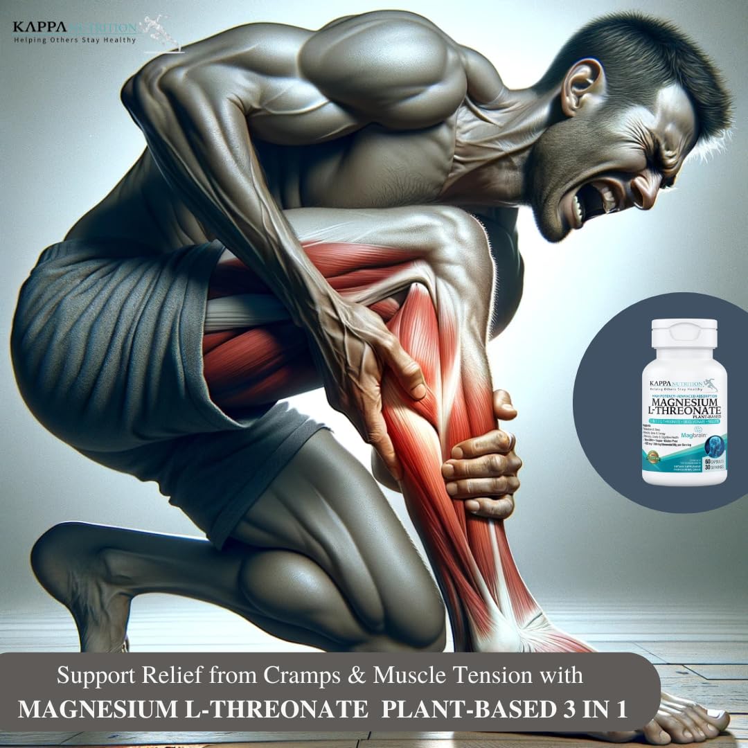 Kappa Nutrition Powered by Magbrain™ Magnesium L-Threonate Plant-Based, 60 Vegan Capsules, 420mg Elemental Magnesium (3 Capsules) from 2,253mg