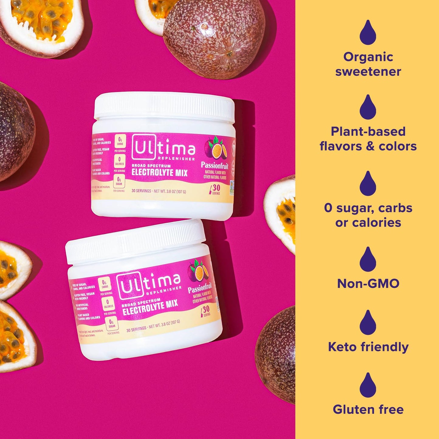 Ultima Replenisher Daily Electrolyte Drink Mix – Passionfruit, 30 Servings – Hydration Ultima ReplenisherBuy Supplements Australia