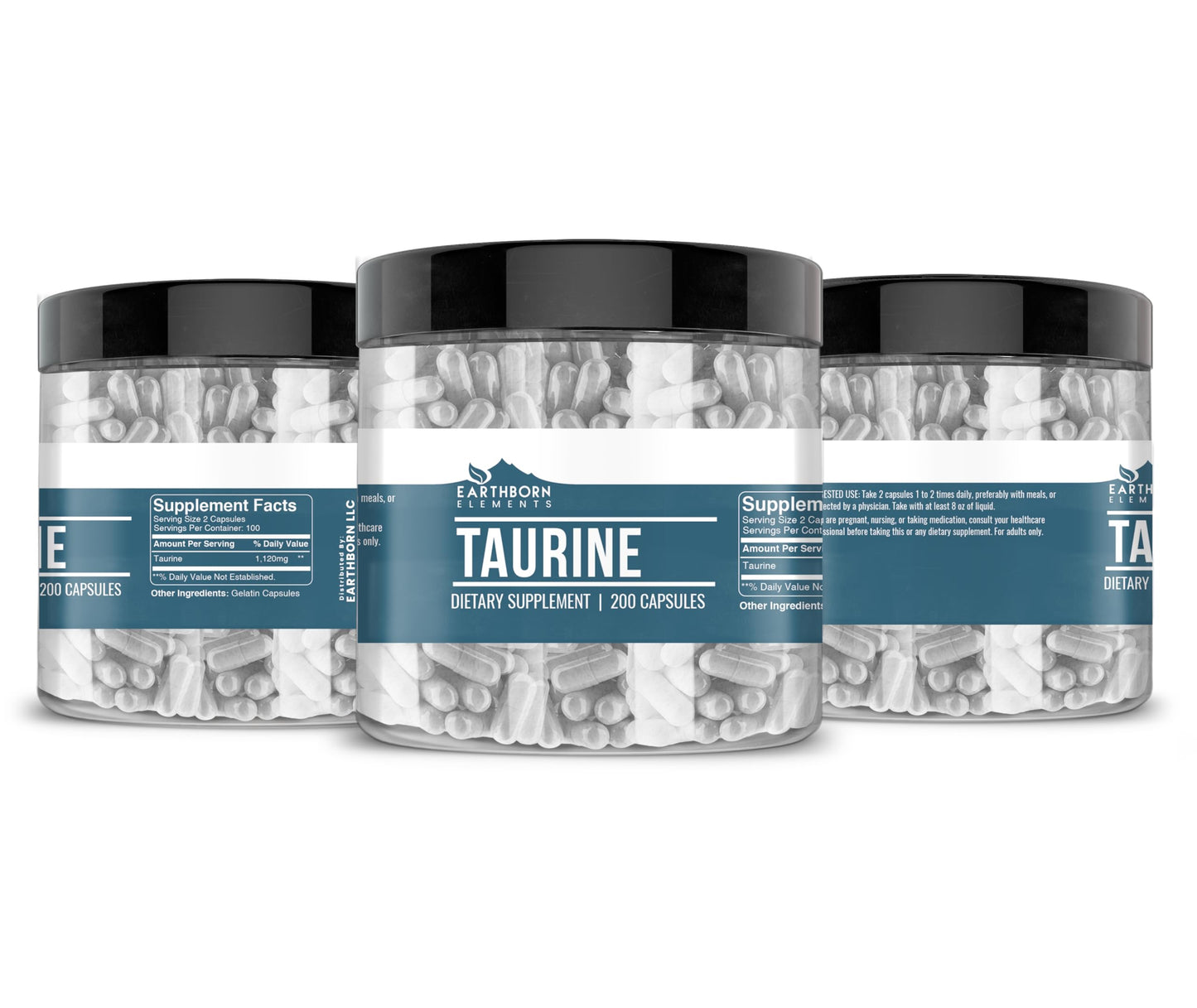 Earthborn Elements Taurine, 200 Capsules, Pure & Undiluted, No Additives Earthborn ElementsBuy Supplements Australia