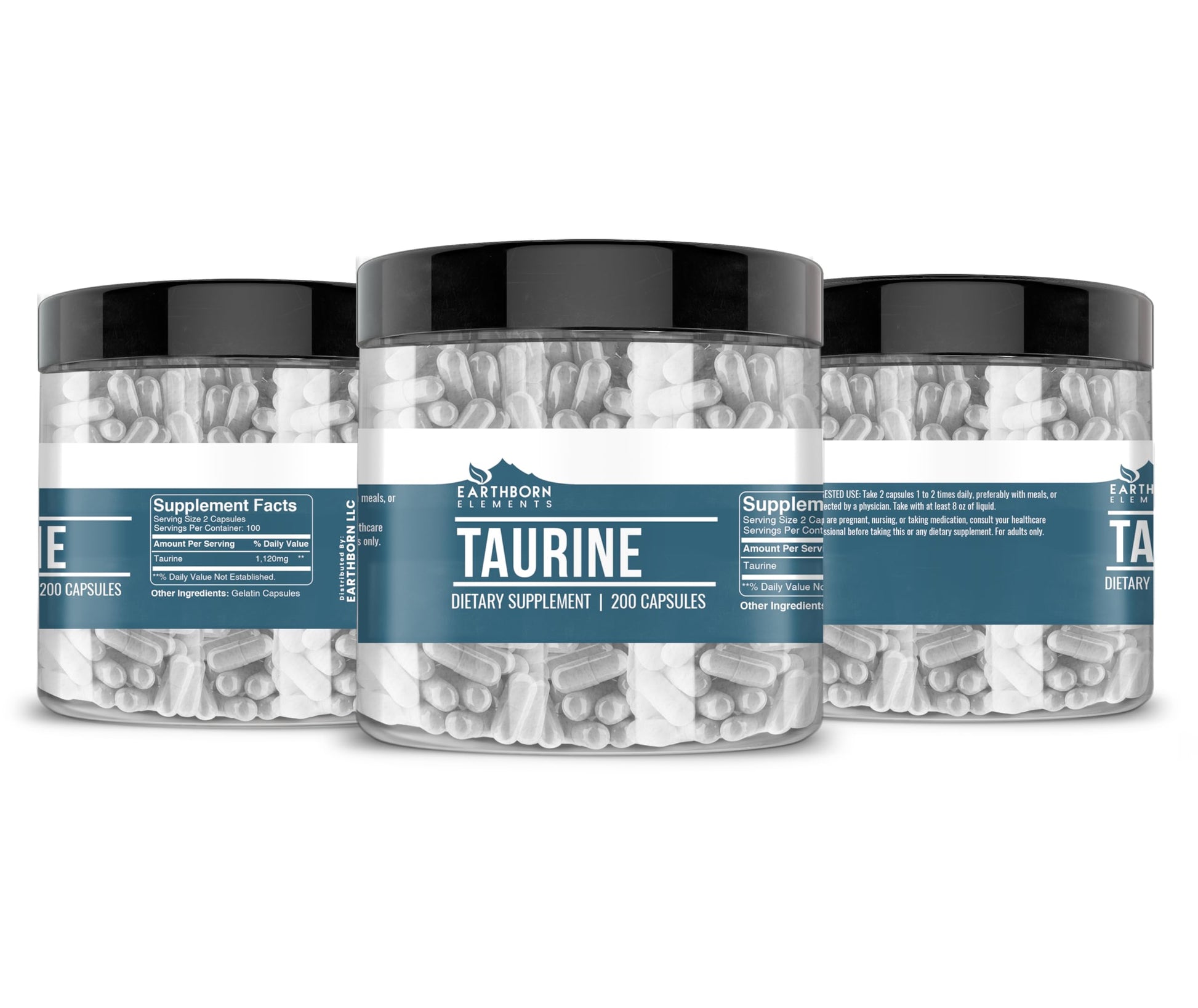 Earthborn Elements Taurine, 200 Capsules, Pure & Undiluted, No Additives Earthborn ElementsBuy Supplements Australia