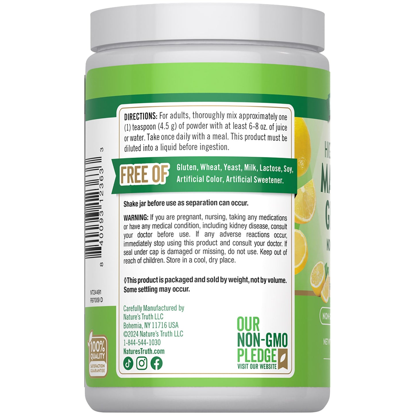 Nature's Truth Magnesium Glycinate Powder | 6 oz | Lemon Flavor | High Absorption | Vegan, Non-GMO, Gluten Free Supplement Nature's TruthBuy Supplements Australia