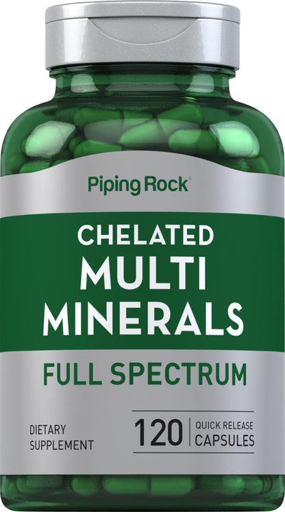 Piping Rock Mega Multi Mineral Chelated Supplement | 120 Capsules | for Men and Women | Iron Free | Non-GMO, Gluten Free Piping RockBuy Supplements Australia