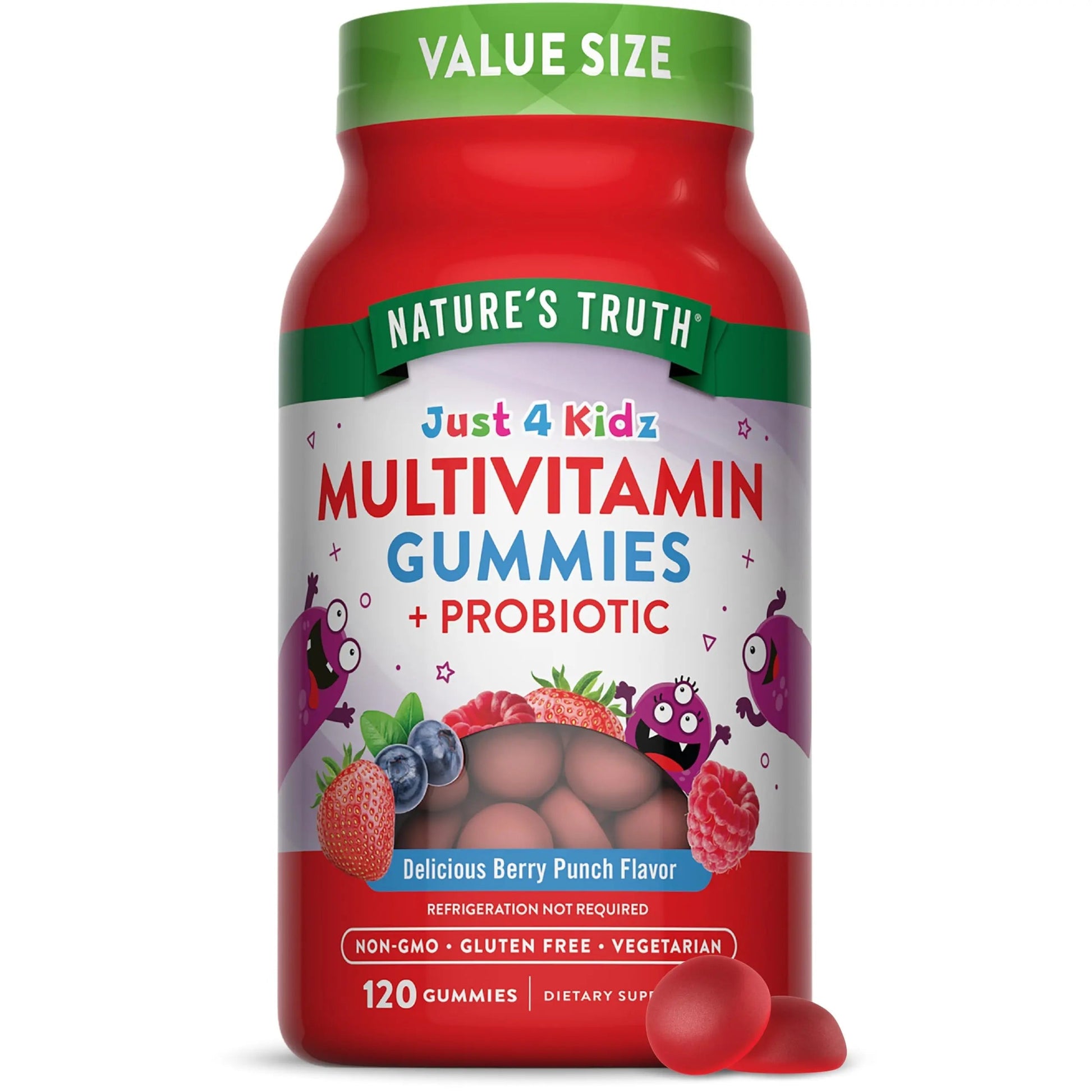 Nature's Truth Kids Multivitamin Gummies with Probiotics | 120 Count | Berry Punch Flavor | Vegetarian, Non-GMO & Gluten Free Supplement Nature's Truth