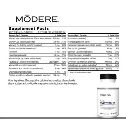 Modere Axis Multivitamin Supplement - Daily Essential Vitamins & Minerals for Overall Health and Wellness Support for Adults Immune - 90 Capsules ModereBuy Supplements Australia