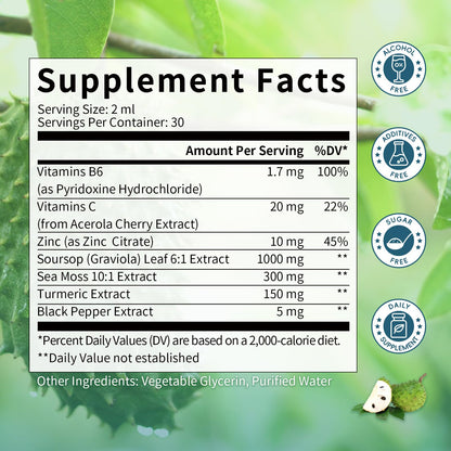 Catfit Soursop Graviola Liquid Drop – Soursop Drops for Cell Support, Antioxidant, Relaxation & Immune Boost with Sea Moss, Turmeric, Black Pepper, B6 C, Zinc, Sugar Free, Gluten Free, Vegan, 2 Fl Oz CatfitBuy Supplements Australia