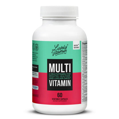 LIVELY VITAMIN CO. Multivitamin - 37 Vitamins Minerals and Extracts - Energy - Memory - Immune Function - Heart- Brain - Focus - Mood - Antioxidants - Dairy Gluten Soy Free - 60 Vegetarian Capsules LIVELY VITAMIN CO