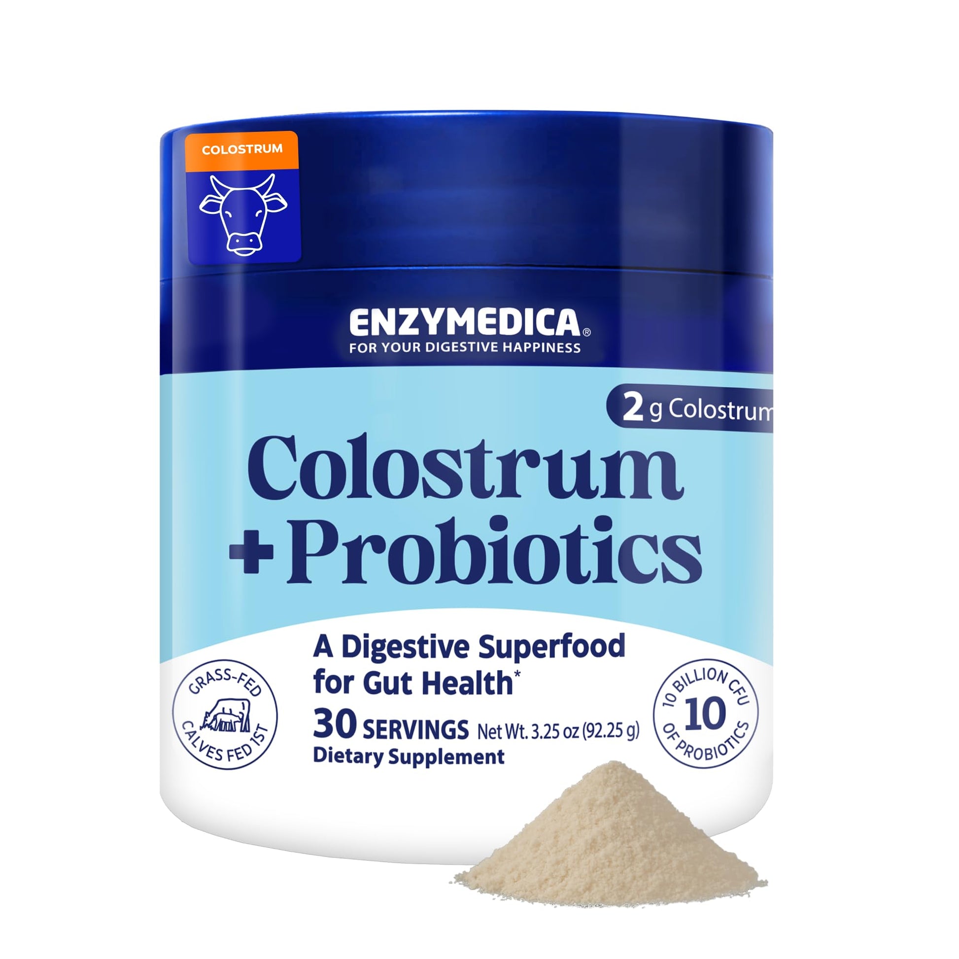 Enzymedica Colostrum + Probiotics Powder Supplement - Grass Fed Bovine Colostrum for Women & Men, Peptide & Lactoferrin Support, Promotes Hair, Skin, Nails, Immune & Gut Health, Gluten Free - 3.25 oz EnzymedicaBuy Supplements Australia