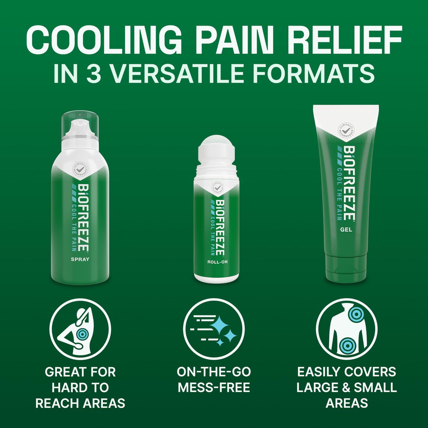 Biofreeze Spray, Gel, & Roll-On Pain Relief Variety Pack, Muscle Pain Relief, Arthritis Pain Reliver, Neck Pain Relief, Cooling Menthol Joint Pain Relief, 3 Fl Oz Spray, 3 Fl Oz Gel, 2.5 Fl Oz Roll On BiofreezeBuy Supplements Australia
