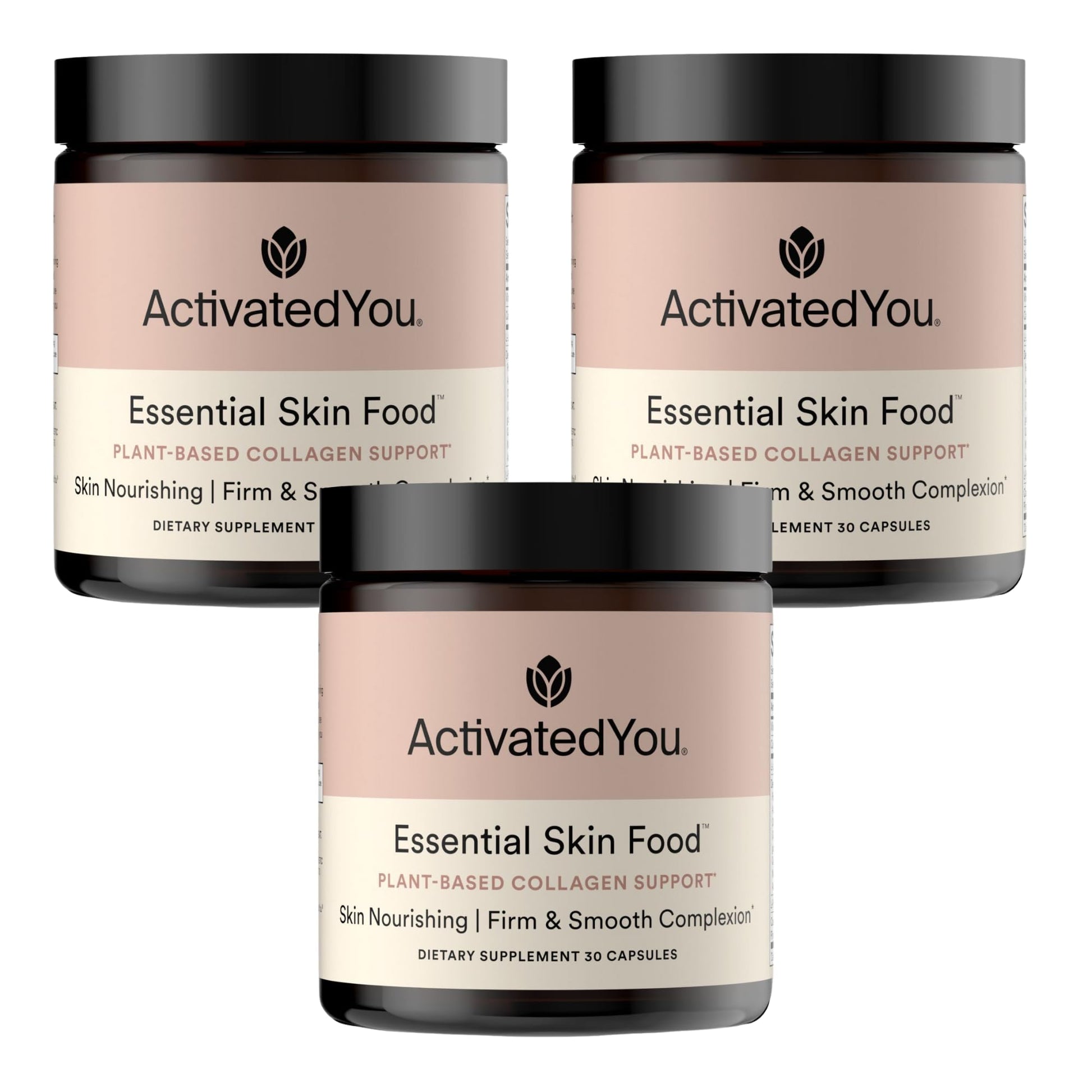 ACTIVATEDYOU Essential Skin Food, Advanced Skincare Collagen Elastin Support Supplement for Aging Skin, Helps Improve Appearance of Face Texture, Sagging w/Dermaval, Vitamin C (30 Count (Pack of 3)) ACTIVATEDYOUBuy Supplements Australia