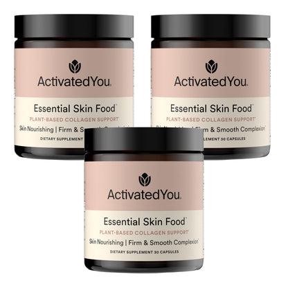 ACTIVATEDYOU Essential Skin Food, Advanced Skincare Collagen Elastin Support Supplement for Aging Skin, Helps Improve Appearance of Face Texture, Sagging w/Dermaval, Vitamin C (30 Count (Pack of 3)) ACTIVATEDYOUBuy Supplements Australia