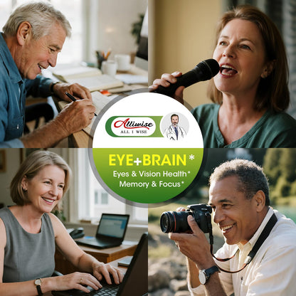 Eye + Brain Supplements for Memory and Focus, Lutein 40mg, Zeaxanthin, Astaxanthin, Bilberry, Lion’s Mane, Bacopa Monnieri, Ginkgo Biloba, 14 in 1 Eye Vitamins for Adults & Seniors 120 Capsules AlliwiseBuy Supplements Australia