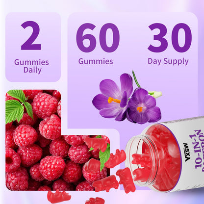 YXSW Saffron Gummies, Saffron Supplements for Kids & Adults with Ashwagandha, L-Theanine, Lemon Balm, Vitamin D3, B6, Magnesium & Zinc - Support Focus, Relaxation, Raspberry Flavor, 120 Count YXSWBuy Supplements Australia