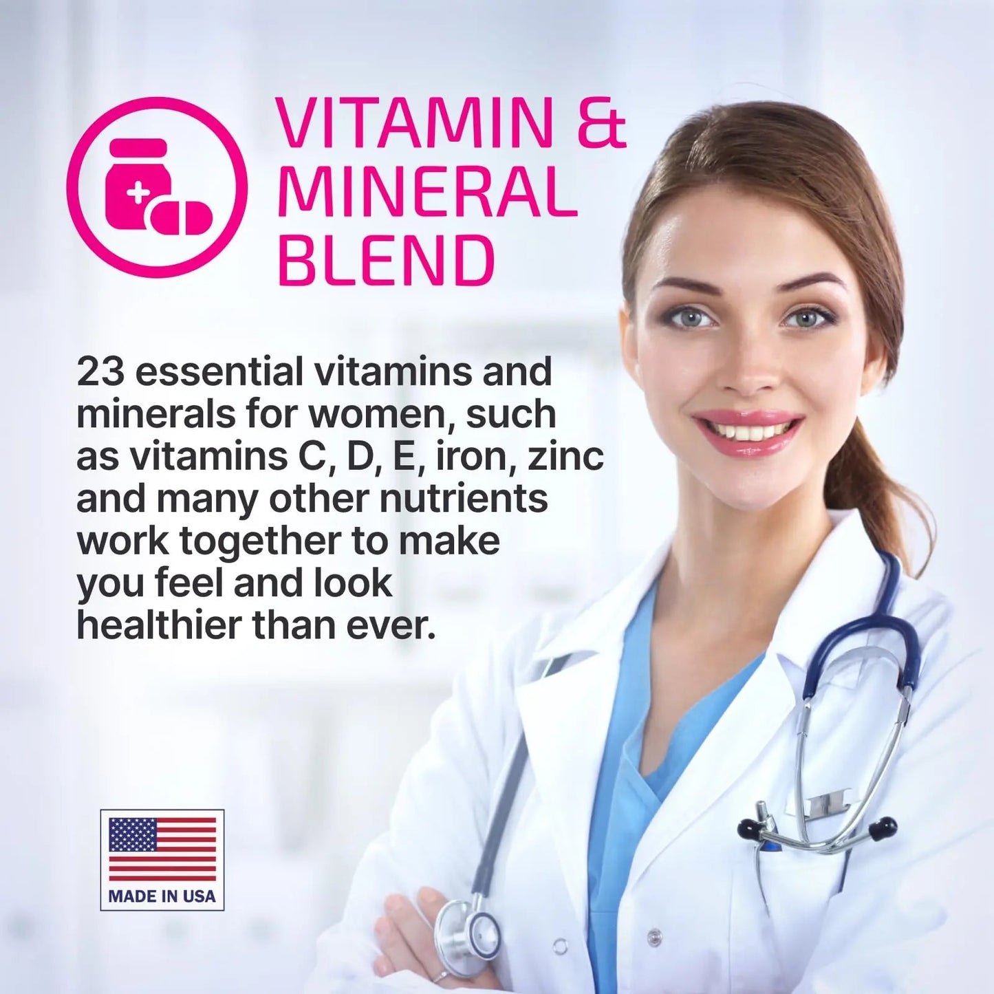 VPLab Ultra Women's Multivitamin Formula - Supplement for Hair, Skin & Nails with Biotin, Iron, Vitamin B, D, C & Zinc, Folate vplab nutritionBuy Supplements Australia
