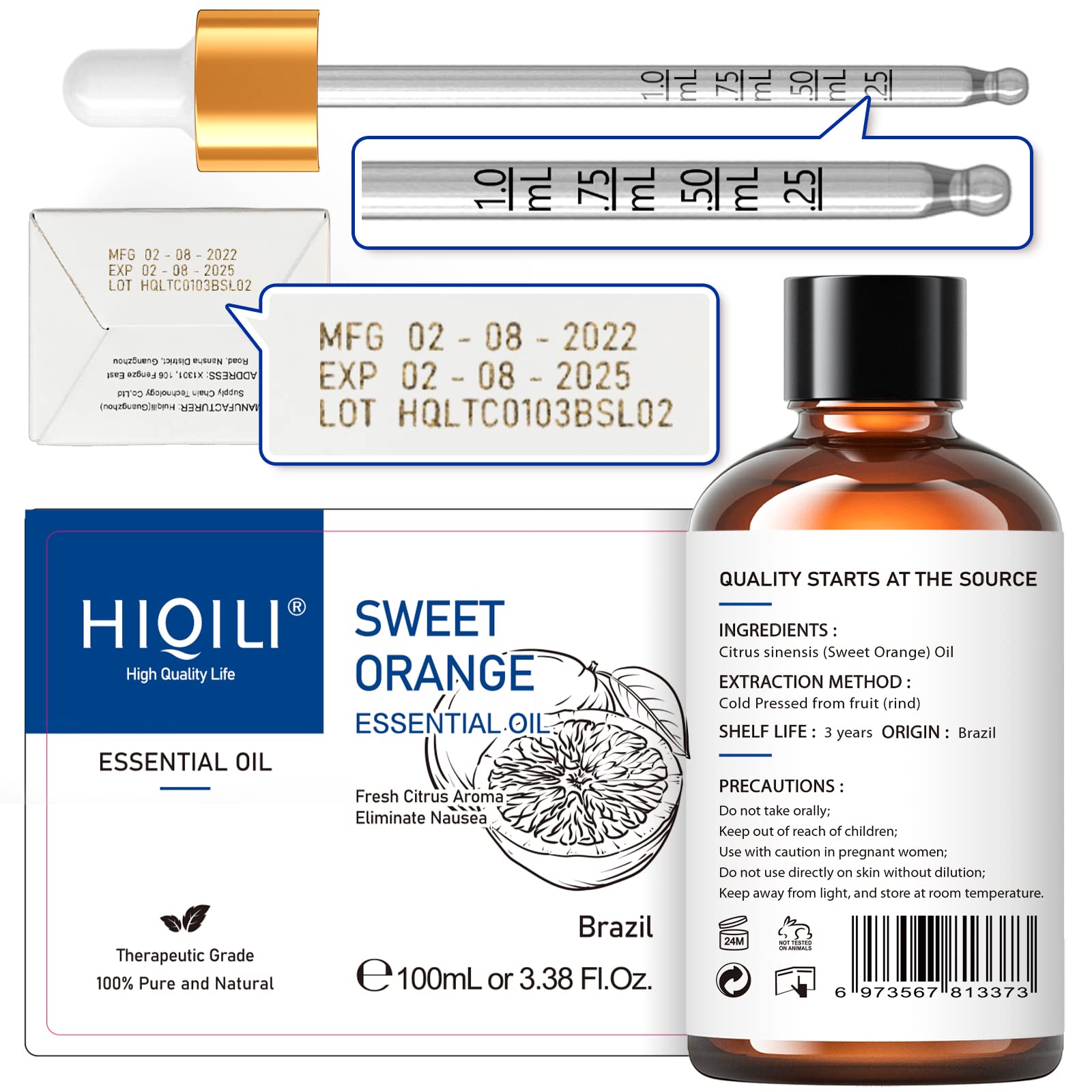 HIQILI Sandalwood Essential Oil and Sweet Orange Essential Oil, 100% Pure Natural for Diffuser - 3.38 Fl Oz HIQILIBuy Supplements Australia
