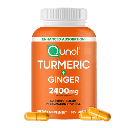 Qunol Turmeric Curcumin with Black Pepper & Ginger, 2400mg Turmeric Extract with 95% Curcuminoids, Extra Strength Supplement