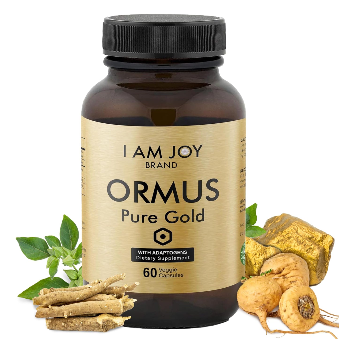 I Am Joy co. Ormus Gold Capsules Monoatomic Elements with Adaptogens Maca and Ashwaganda | May Help Balance Mood, Decalcify Pineal Gland, Repair DNA, Enhance Relaxation - 60 Vegan Capsules I Am Joy co.Buy Supplements Australia