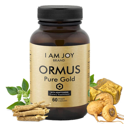 I Am Joy co. Ormus Gold Capsules Monoatomic Elements with Adaptogens Maca and Ashwaganda | May Help Balance Mood, Decalcify Pineal Gland, Repair DNA, Enhance Relaxation - 60 Vegan Capsules I Am Joy co.Buy Supplements Australia