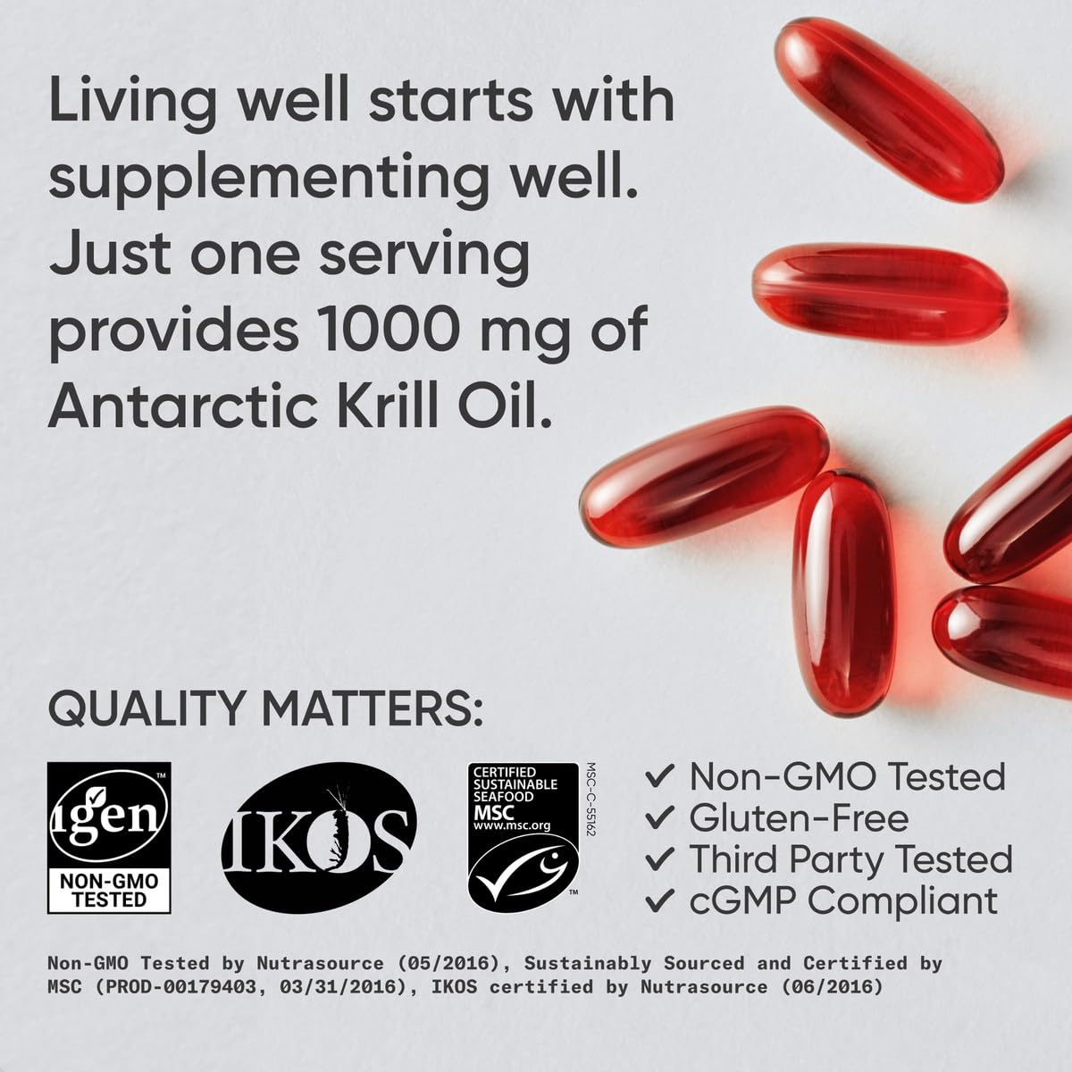 Sports Research® Omega-3 Krill Oil 1000mg - Pure Antarctic Superba Krill with Phospholipids, Choline & Astaxanthin - MSC Certified Sustainable · Non-GMO · Gluten Free - 60 Softgels Sports ResearchBuy Supplements Australia