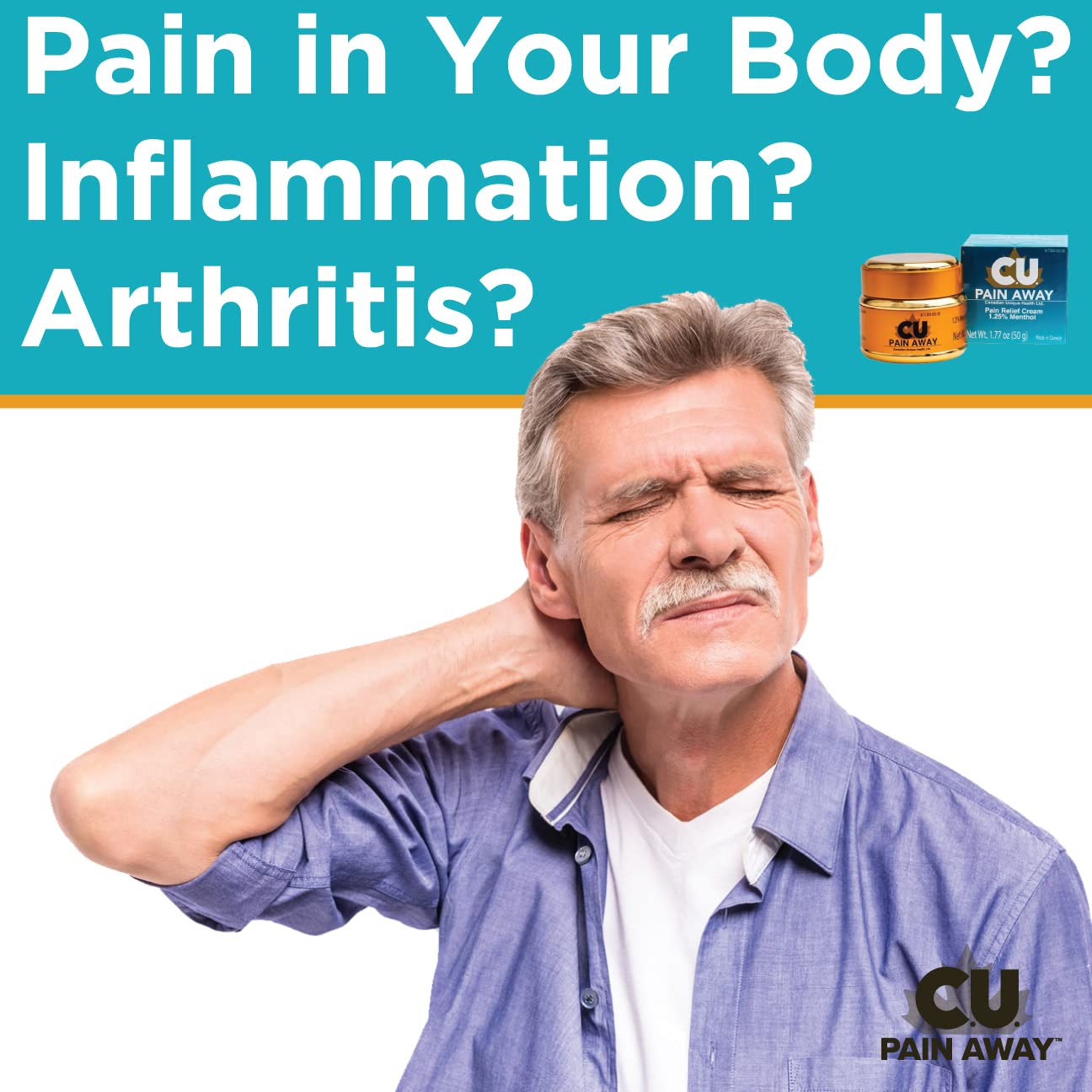 Arthritis Pain Relief Cream - C.U. Pain Away. Reduce Inflammation, Improve Mobility, Rapid Relief. Effective Muscle and Joint Pain Relief. All-Natural Ingredients. C.U. Pain AwayBuy Supplements Australia