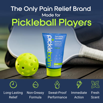 PickleBalm Pickleball Post-Game Muscle Pain Relief Cream with 4% Lidocaine, Arnica, Menthol, Cucumber Seed Extract for Shoulders, Knees, Wrists, and More, 4oz Cream PickleBalmBuy Supplements Australia