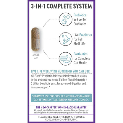 New Chapter Probiotic All-Flora - 30 ct (1 Month Supply) for Advanced Digestion New ChapterBuy Supplements Australia