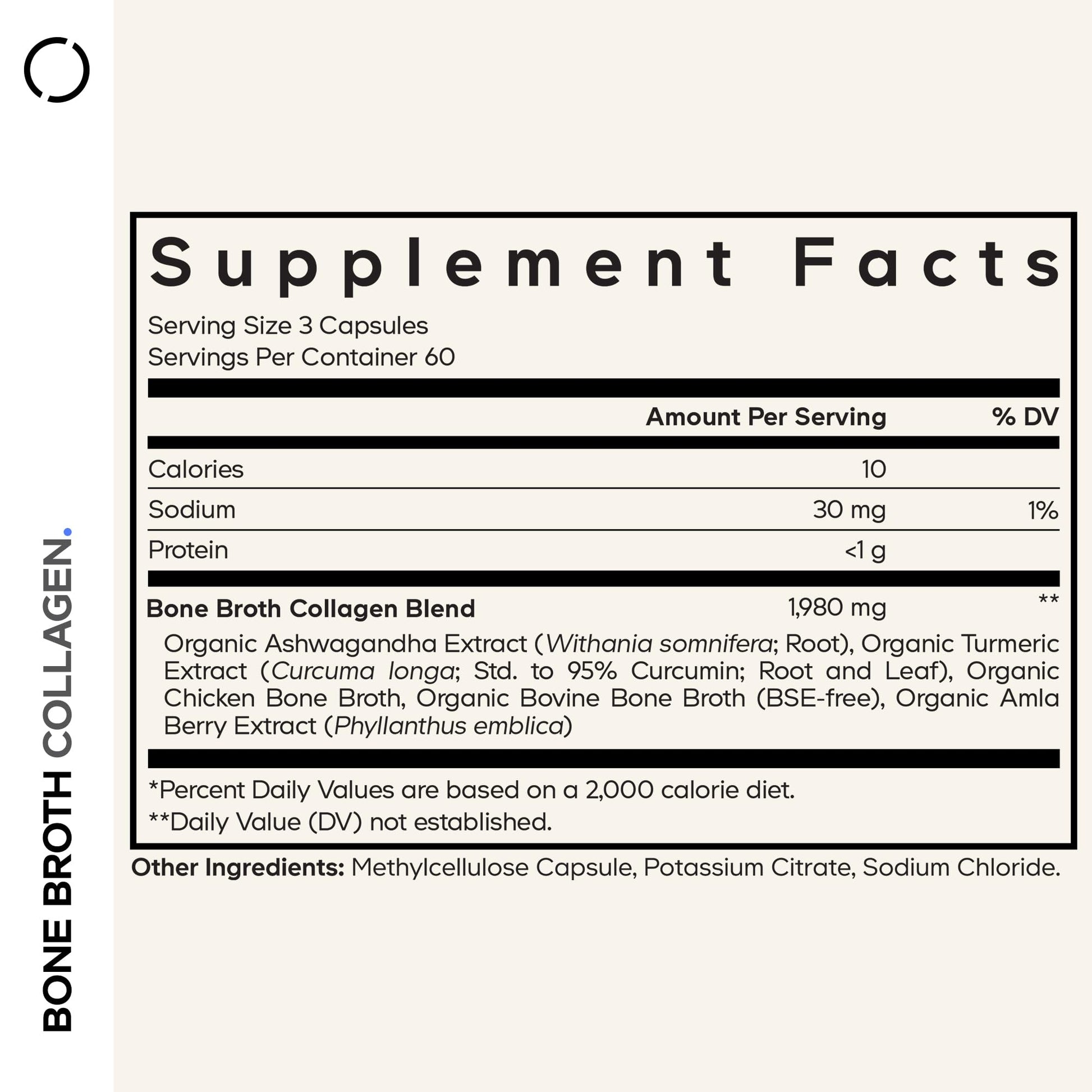 Codeage Organic Bone Broth Collagen Peptides Capsules Supplement, Bone Broth Grass Fed Beef, Free-Range Chicken, Turmeric & Ashwagandha - Collagen Types I, II, III - Non-GMO - 180 Capsules CodeageBuy Supplements Australia