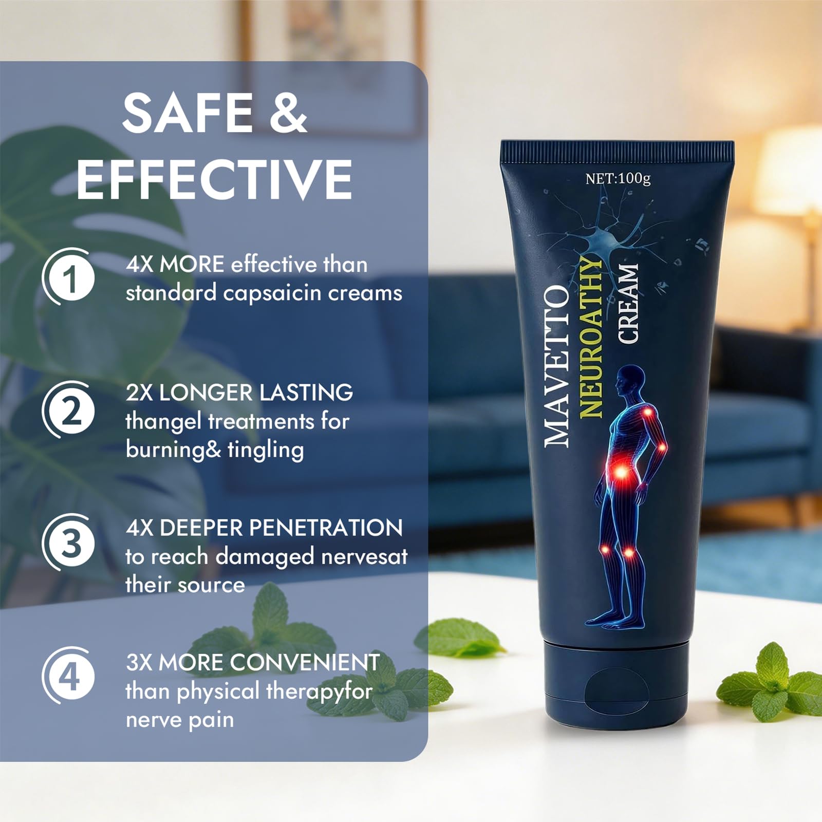 ReviveNerve Capsacare Neuropathy Relief Cream, Fast-Absorbing Soothing Cream with Capsaicin, Arnica, Menthol, MSM & Glucosamine for Feet, Hands, Legs, Muscles, Joints and Back (2pcs) ReviveNerveBuy Supplements Australia