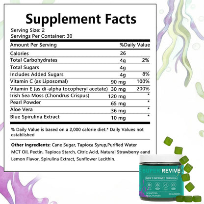 caicieter Super Revive Gummies for Hair Loss - Sea Moss Gummies with Vitamin C, E, Aloe Vera & Pearl Powder Glow, Promotes Thicker, Fuller & Stronger Hair - 60 Count caicieterBuy Supplements Australia