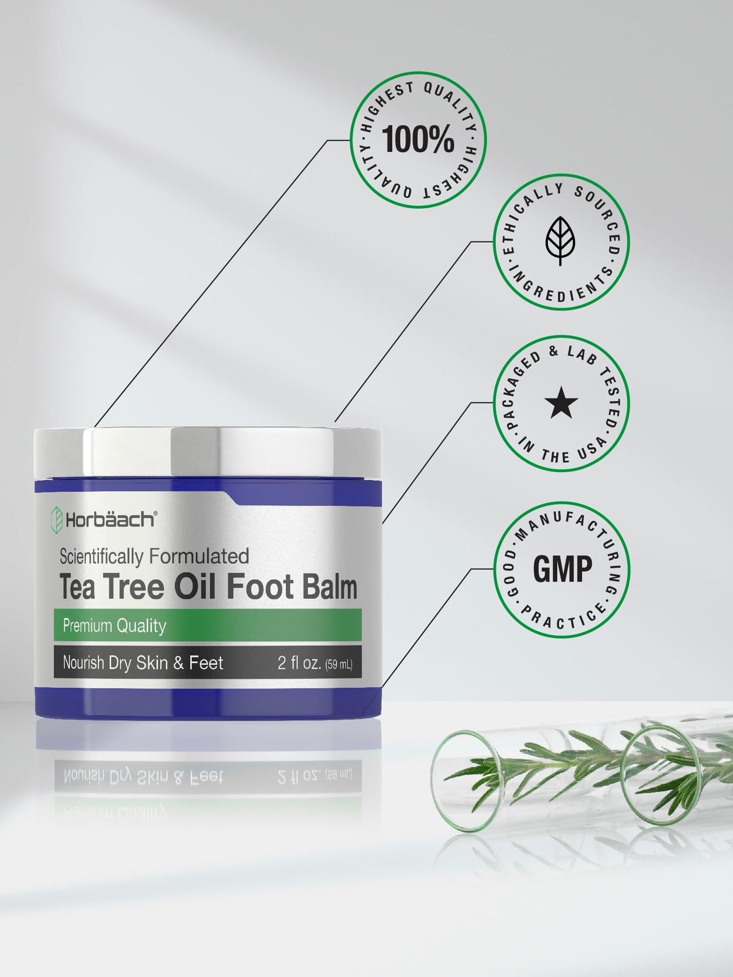 Tea Tree Oil Foot Balm | 2 oz | Moisturizes and Nourishes Dry Skin & Feet | Scientifically HorbäachBuy Supplements Australia