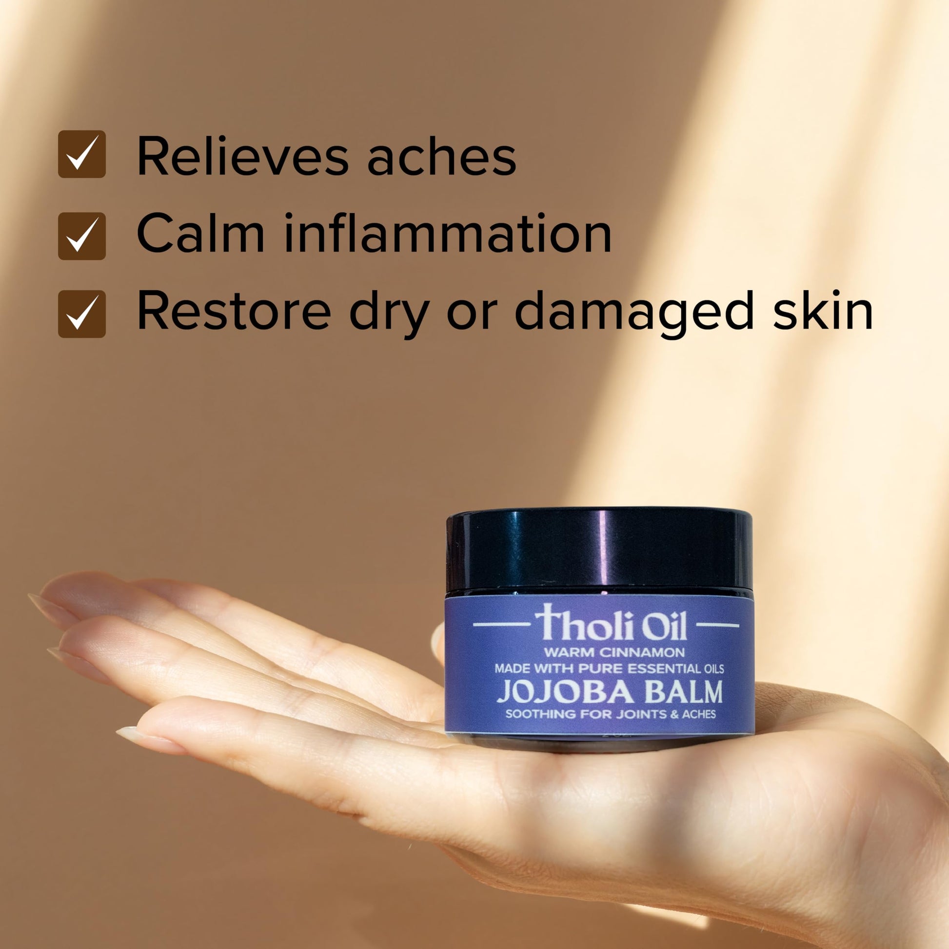 tHOli Plantar Fasciitis Relief Balm – Jojoba Cream with Cinnamon, Cassia, Spikenard & Hyssop – Soothes Heels, Supports Joints & Skin Repair (1oz) Tholi OilBuy Supplements Australia