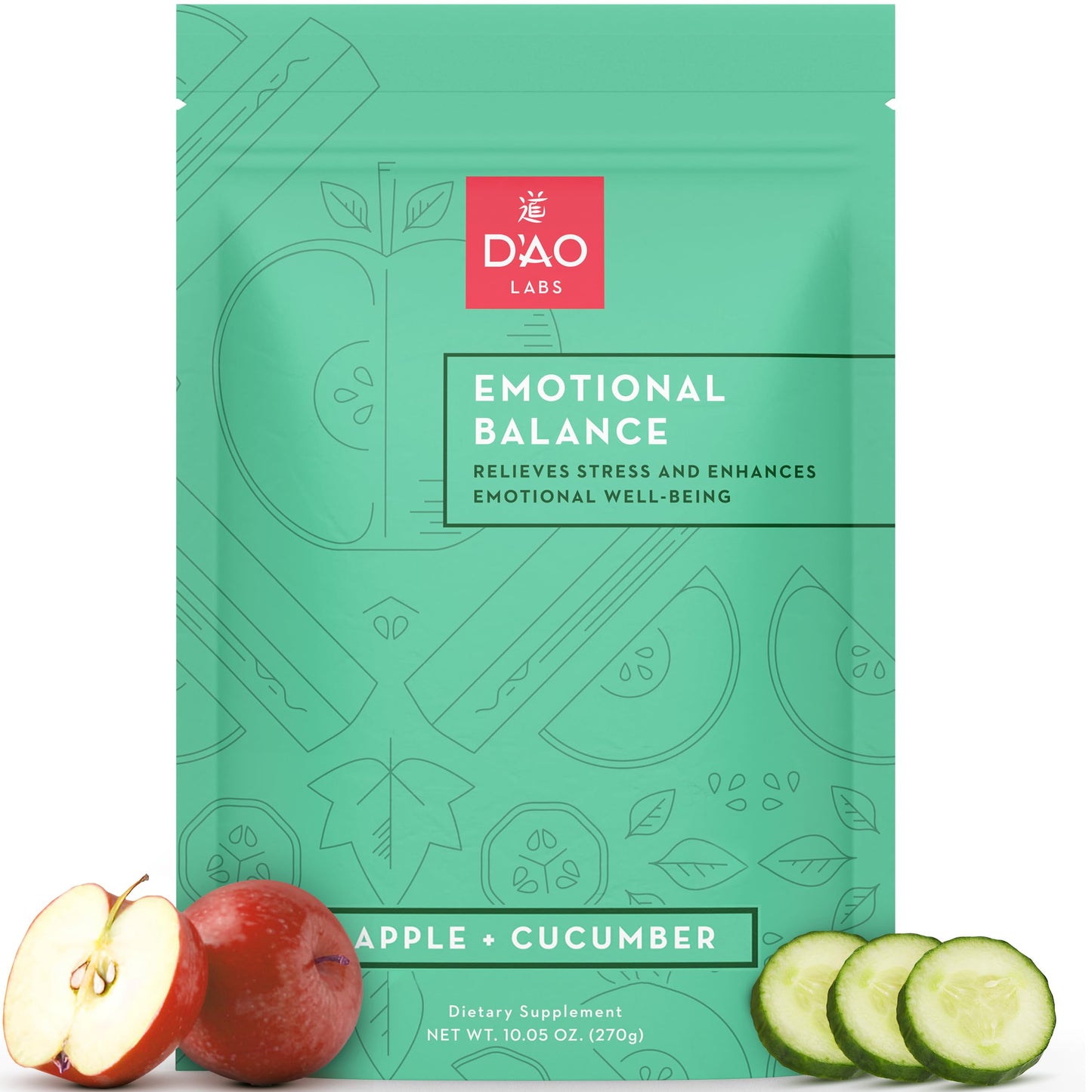 D'AO Labs Emotional Balance - Emotional Balance Powder - Calm & Stress Relief - Effervescent Powder with Apple-Cucumber Flavor - Xiao Yao San Traditional Chinese Herbal - 30 Individual Servings DAO LabsBuy Supplements Australia
